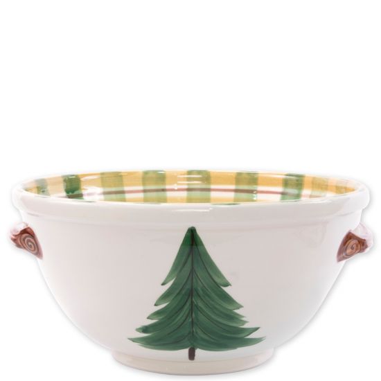 Vietri Old St Nick Handled Medium Bowl with Santa Reading