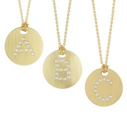 Image for Roberto Coin Tiny Treasures Disc Necklace with Diamond Initial