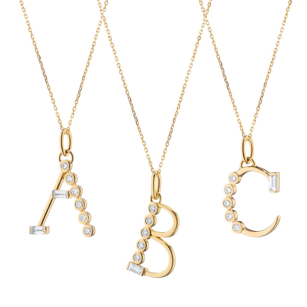 Monica Rich Kosann Diamond Initial Pendant in Yellow Gold, 17