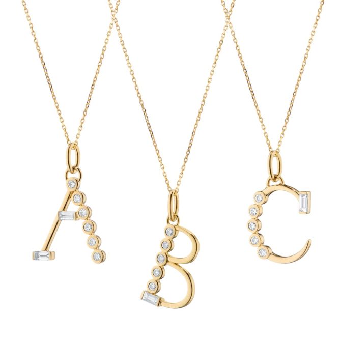 Monica Rich Kosann Diamond Initial Pendant in Yellow Gold, 17"