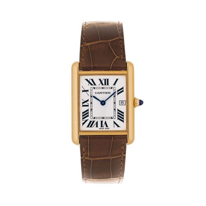 Cartier Tank Louis Cartier Yellow Gold and Leather Watch, Large