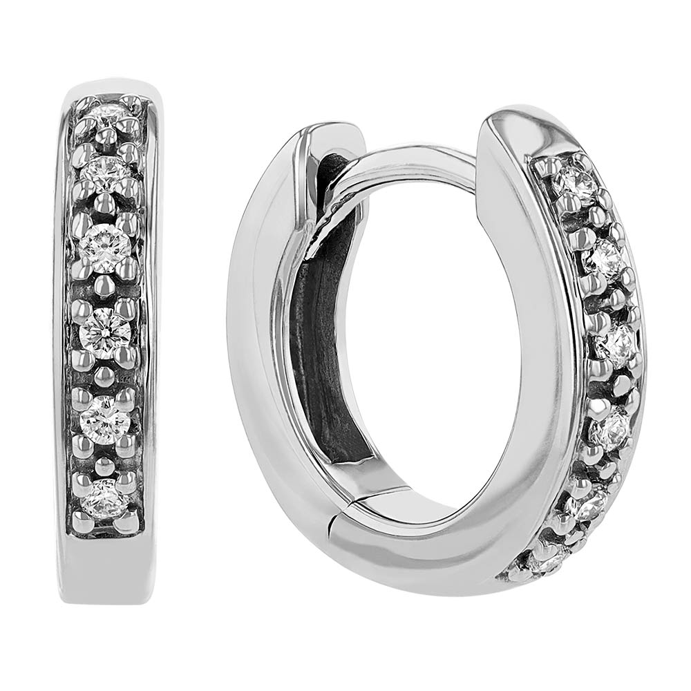 Diamond Hinged Huggie Hoop Earrings in White Gold | Borsheims