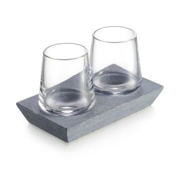 Image for Simon Pearce Alpine Whiskey Glass Set of 2 with Soapstone Base